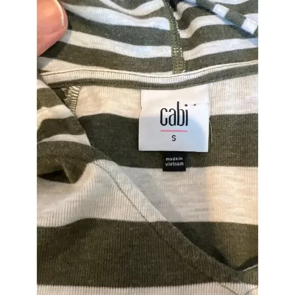Cabi Playoff Hoodie Olive Stripe Women's S - Picture 7 of 10